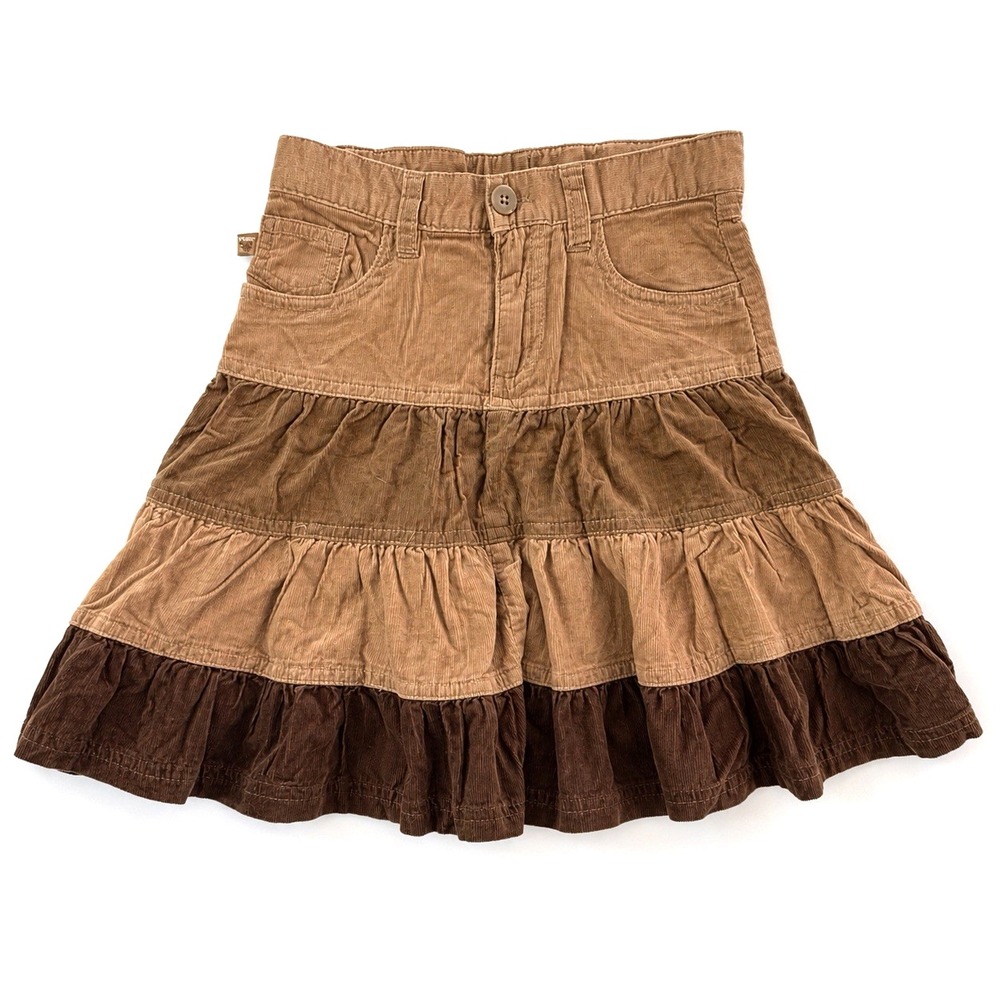 The Children's Place Corduroy Tiered Ruffle Skirt Brown Tan Girls 6 Cowgirl NWT